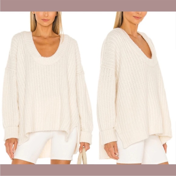Free People Blue Bell V-Neck Sweater Creamy White Size XS - Picture 11 of 11